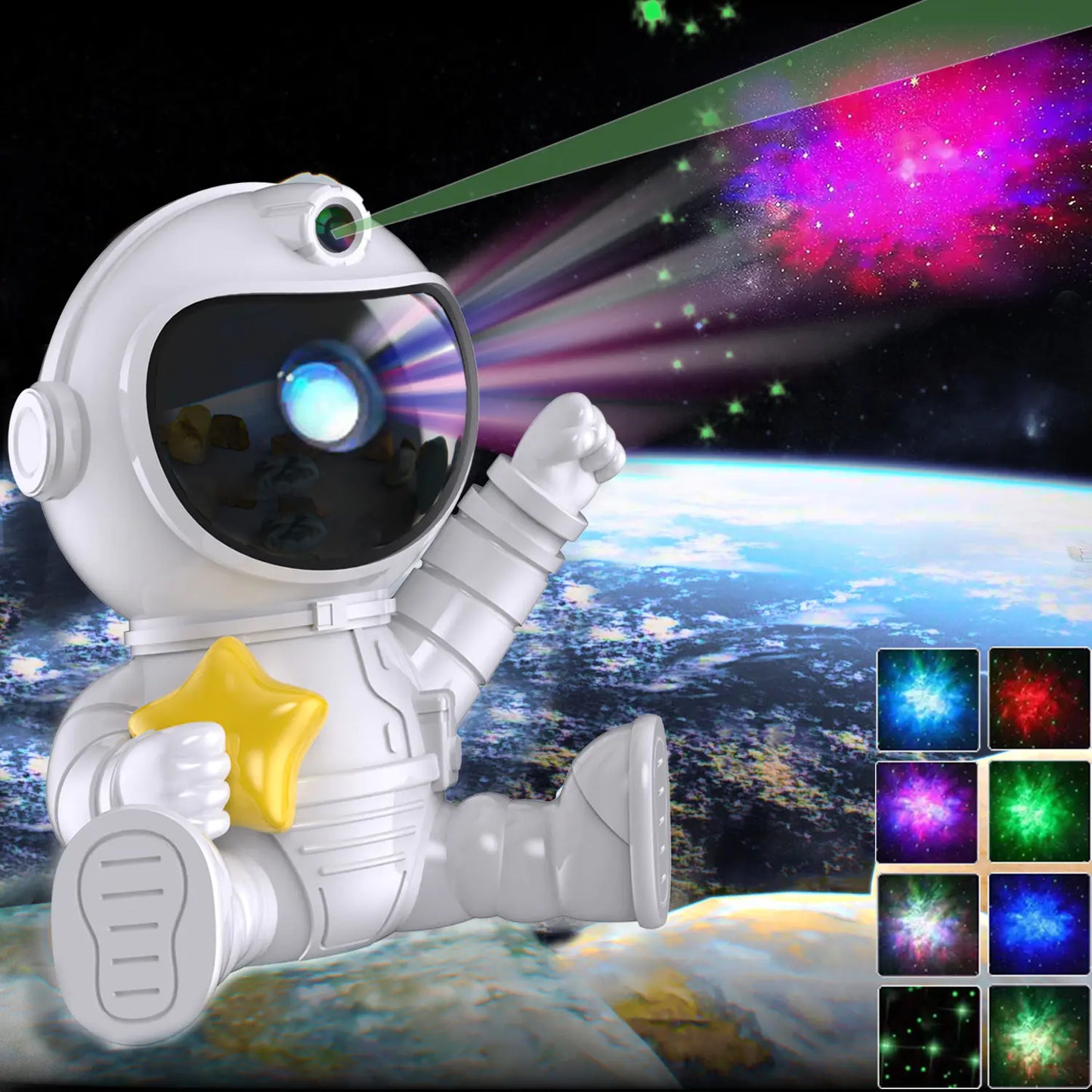 3Astronaut Rocket Star Projector Night Light